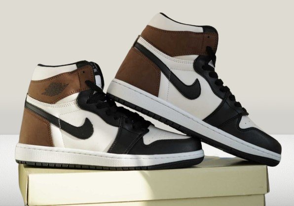 Close-up of the Jordan 1 Mocha