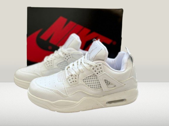 close view of Jordan 4 White Shoes