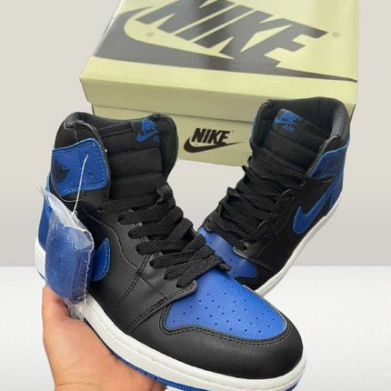 Close up view of Jordan 1 Royal Blue shoes