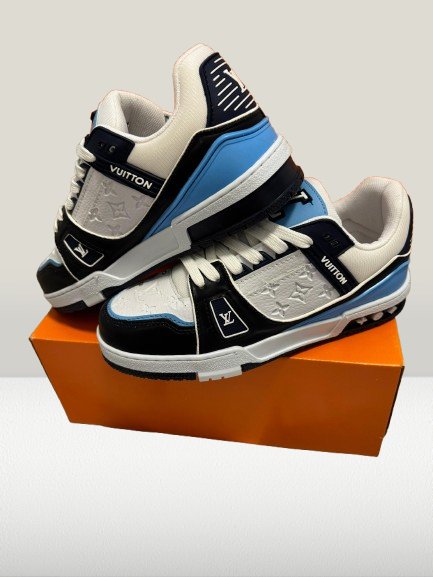 Designer white and blue Louis Vuitton Sneakers