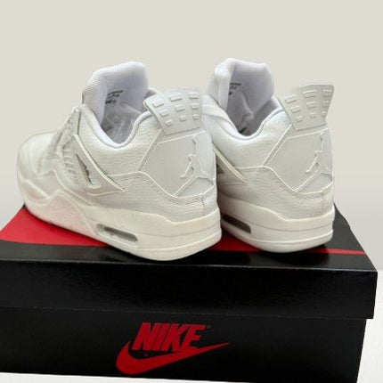Detail shot of Jordan 4 White tongue and logo