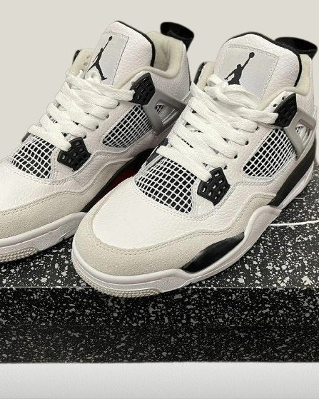 Jordan 4 Military Black studio view side view 

