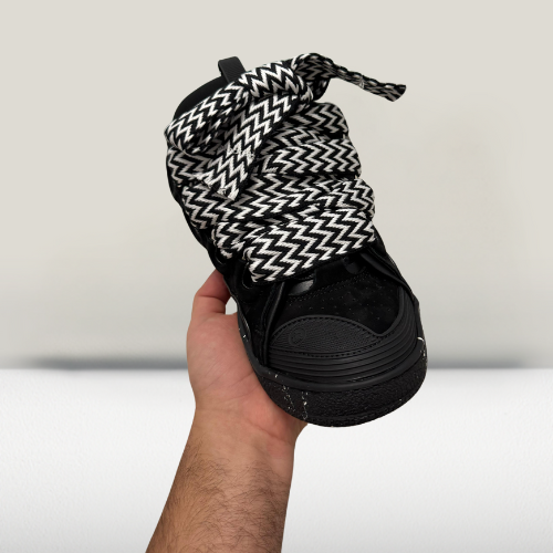 Lanvin Leather Curb Sneakers Black close view 