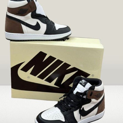 Side profile of the Air Jordan 1 Mocha showcase