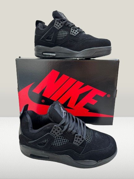 Studio view of Jordan 4 Black Shoes