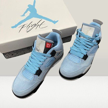 Top view of Jordan 4 University Blue shoes