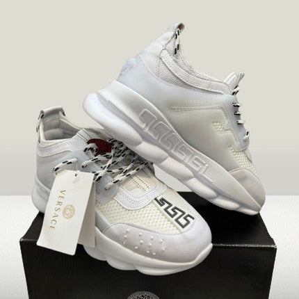 Top view of Versace Chain Reaction White sneakers