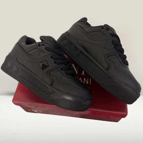 Valentino black leather sneakers with chunky soles