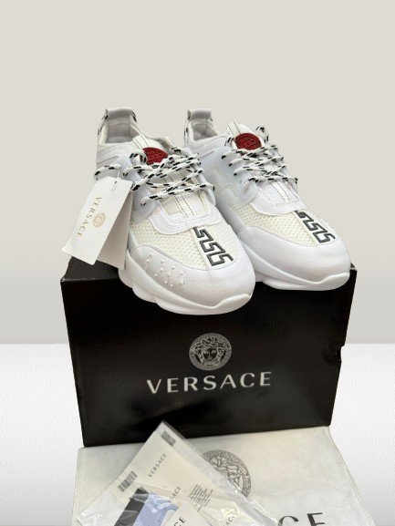 Versace Chain Reaction White sneakers front view

