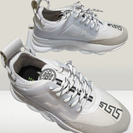 Versace Chain Sneakers in white concrete 