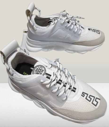 Versace Chain Sneakers in white concrete 