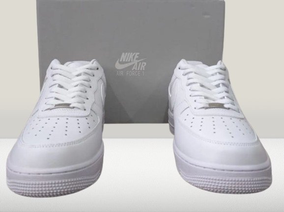 Vintage-inspired Nike Air Force 1 white leather sneakers