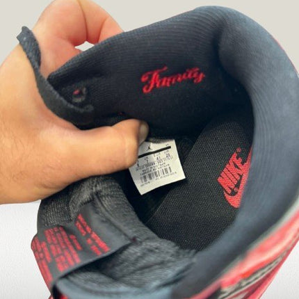Jordan 1 Patent - Bred [Family] - ShoeResidenceClose - up of the Wings logo on the heel of black - and - red Jordan 1 Patent - Bred sneakersJordan 136adidas patent bredAdidas Tenes Inalta PieleADIDASI JORDANI9