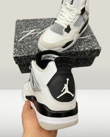 Premium leather Jordan 4 Military Black shoes with Nike Air cushioning for comfort