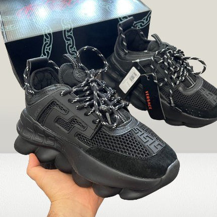Versace Chain Reaction Black Premium [Full - Box] - ShoeResidencePackage view of Versace Chain Reaction Black ShoesVersace36Adidas Pantof Versace BlackAdidas Pantof Versace OLXadidas versace3